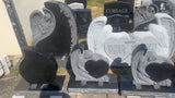 EconoMonument™ Sculpted Angel Headstone Grave Marker - Black Granite - Polished Back The Memorial Man.