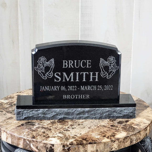 Black Granite Mini Headstone Memorial, Cemetery Gravestone, Garden Memorial Marker