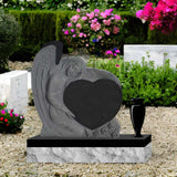 EconoMonument™ Sculpted Angel Headstone Grave Marker - Black Granite - Polished Back The Memorial Man.