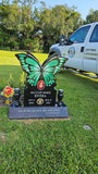 Custom Butterfly Headstone Memorial, Grave Marker, Black Granite