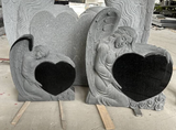 EconoMonument™ Sculpted Angel Headstone Grave Marker - Black Granite - Polished Back The Memorial Man.