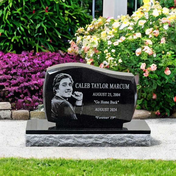 Black Granite Mini Headstone Memorial, Pet Memorial Stone, Temporary Grave Marker