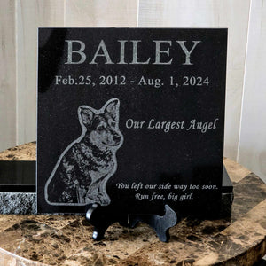 Laser Engraved Black Granite Flat Headstone Tile Memorial